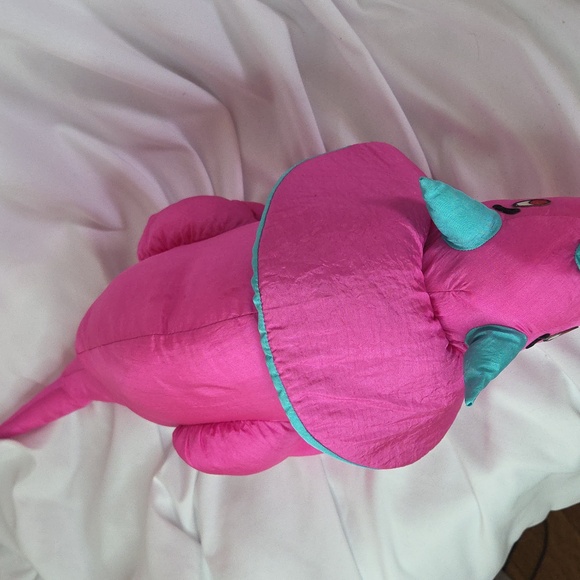 Hot Pink dinosaur nylon plush vintage 1990s international silver Loose Thread - Picture 15 of 17